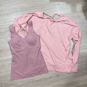 Knix LuxeLift Scoop Neck Tank and Sweaty Betty Pink Sweatshirt bundle